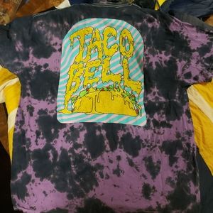 Official Taco Bell Men’s Tie Dye T-Shirt Cheesy Logo Purple Tee Retro Graphic